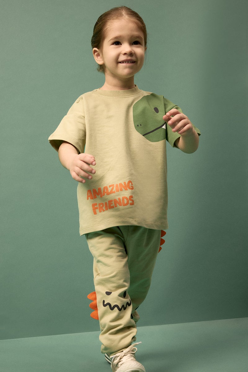 DeFacto Blue BabyBoy Baby Boy Dinosaur Print 2 Piece Set Casual - Image 1